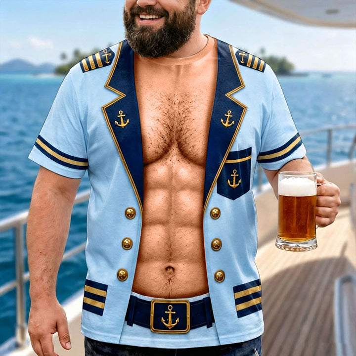 Fun T-shirt Featuring a Muscular Captain