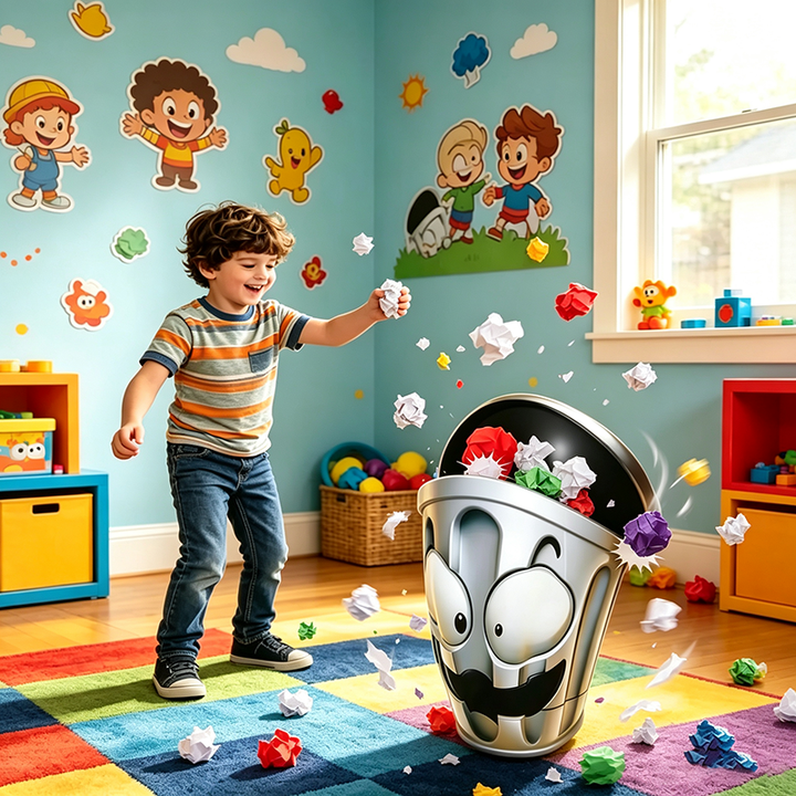Fast-Moving Trash Can Paper Ball Toss Game