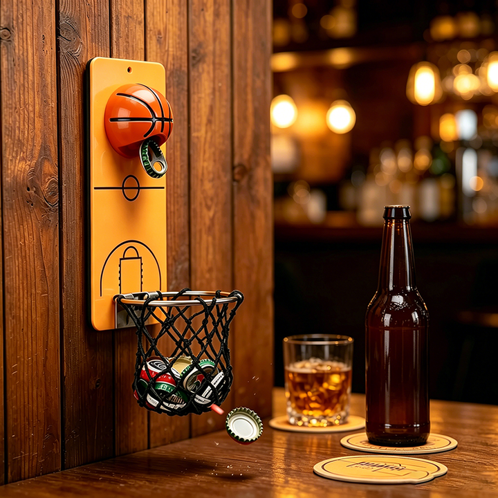 Wall-Mounted Basketball-Style Beer Bottle Opener