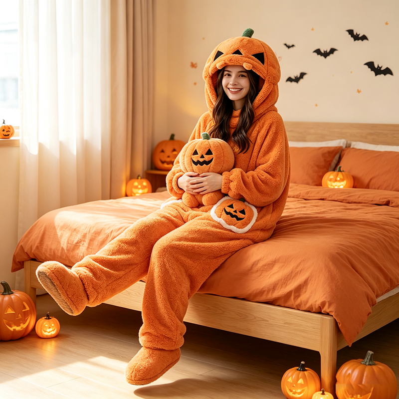 Fun Fleece-Lined Pumpkin Onesie