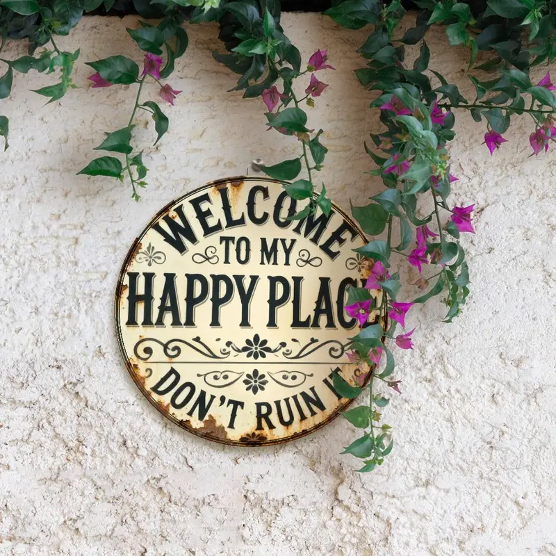 “Welcome to My Happy Place” Metal Wall Decor