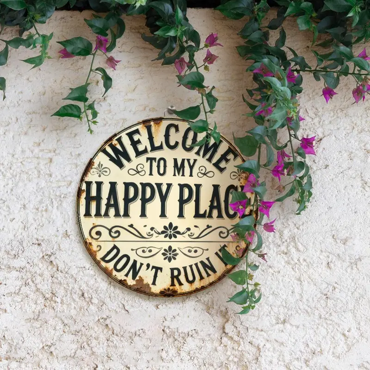 “Welcome to My Happy Place” Metal Wall Decor