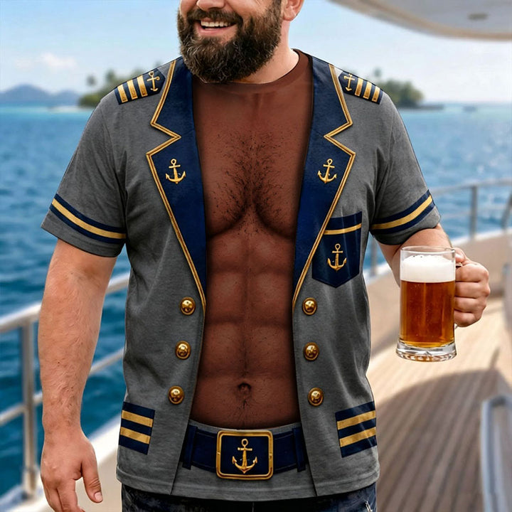 Fun T-shirt Featuring a Muscular Captain