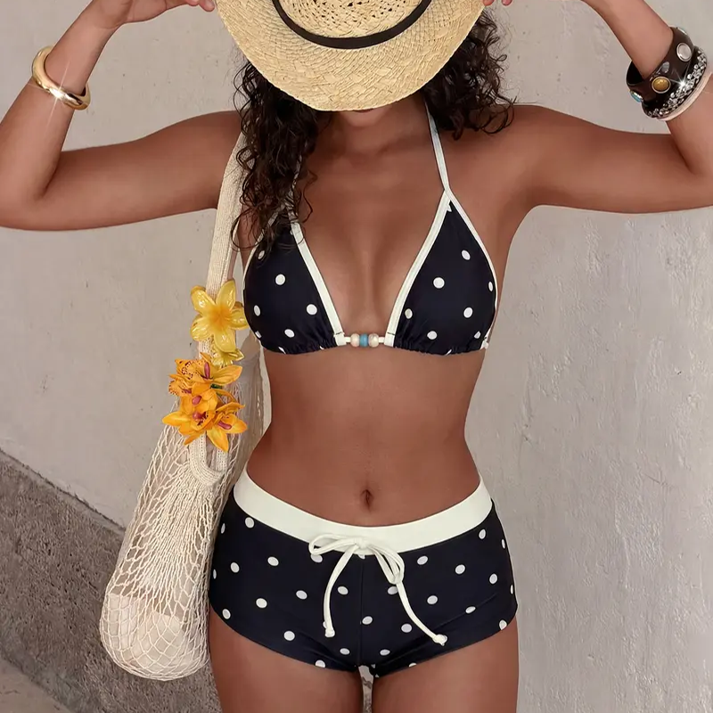 Retro Polka Dot Print Bikini