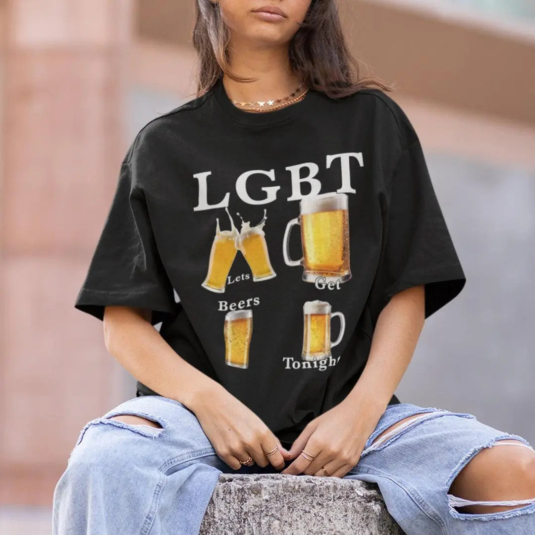 Fun beer print T-shirt