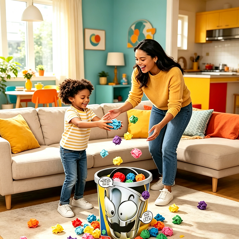 Fast-Moving Trash Can Paper Ball Toss Game