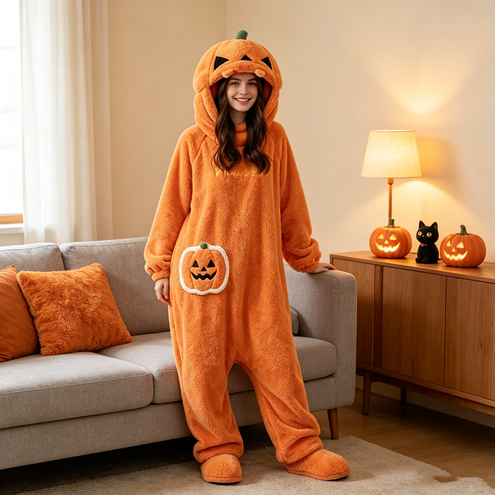 Fun Fleece-Lined Pumpkin Onesie