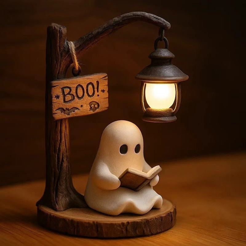 Witch and ghost tabletop lamp