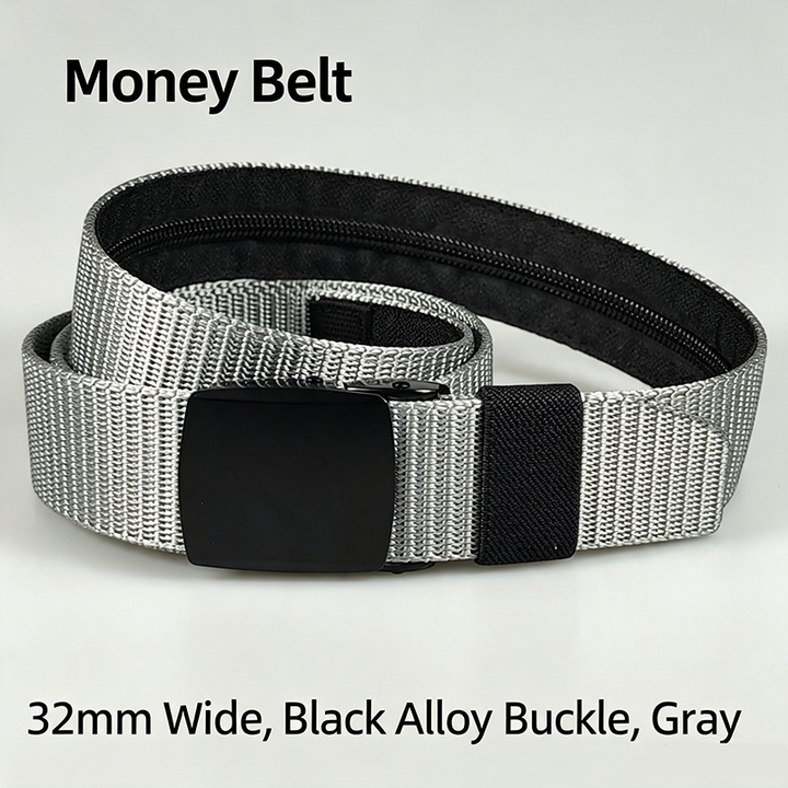Woven Belt with Hidden Money Zipper