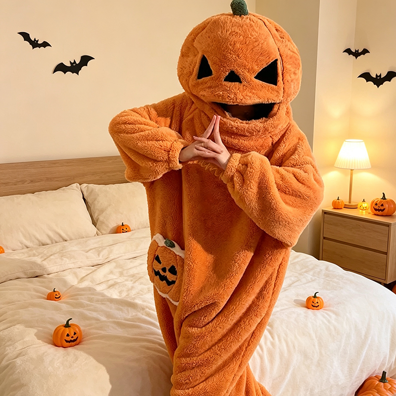 Fun Fleece-Lined Pumpkin Onesie