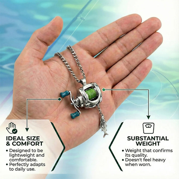 Adjustable fishing reel necklace