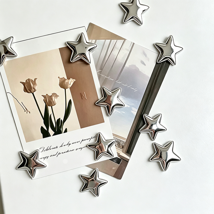 Silver star-shaped decorative fridge magnet