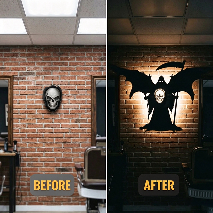 Grim Reaper Shadow Wall Lamp
