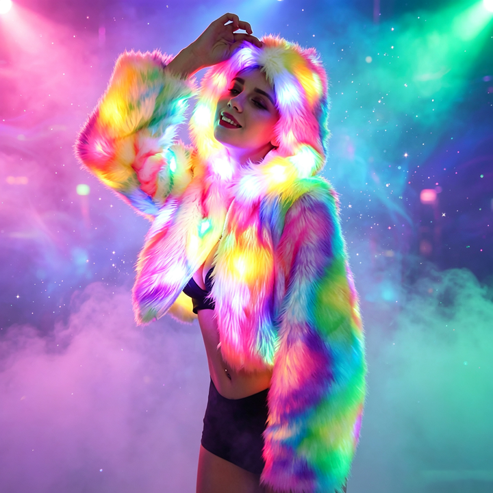 Colorful glowing carnival coat