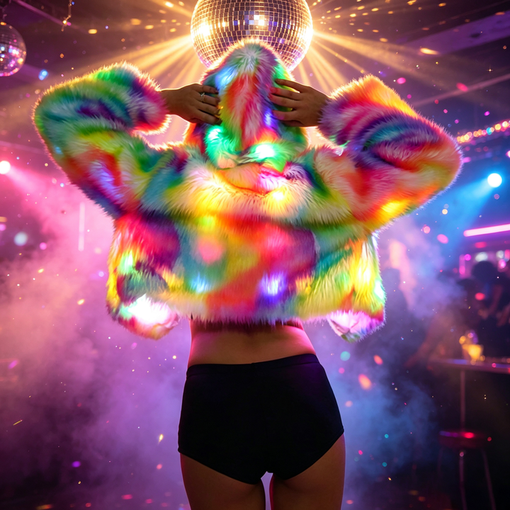 Colorful glowing carnival coat