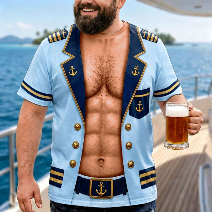 Fun T-shirt Featuring a Muscular Captain