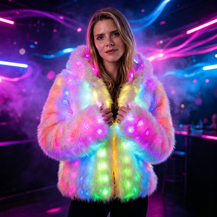 Colorful glowing carnival coat