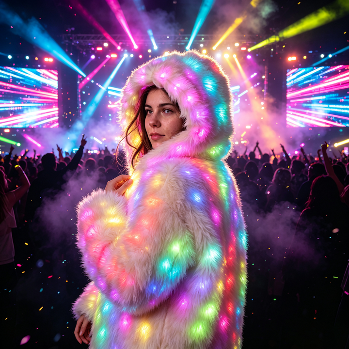 Colorful glowing carnival coat