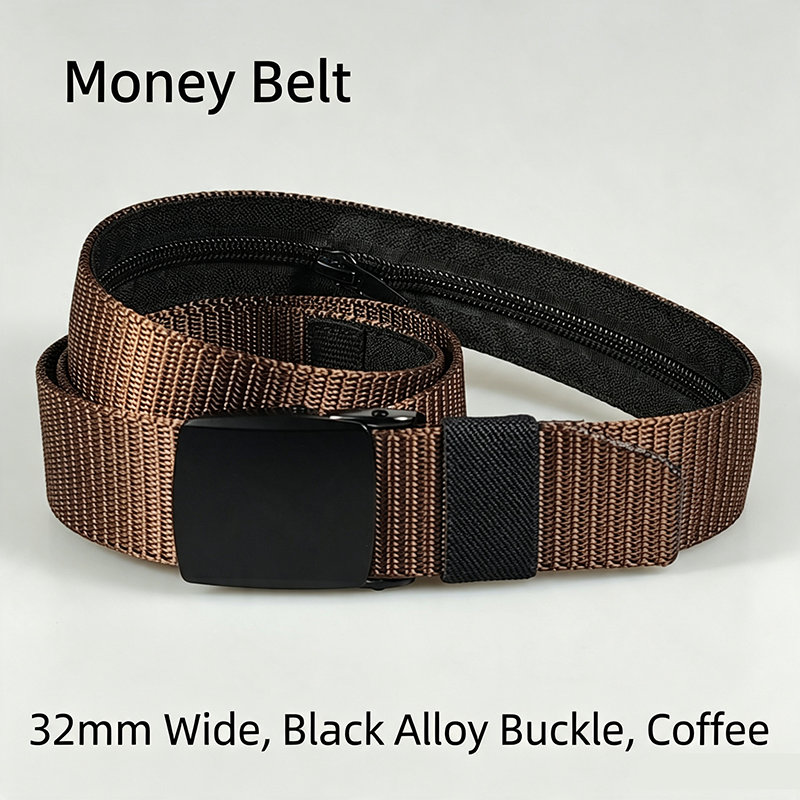 Woven Belt with Hidden Money Zipper