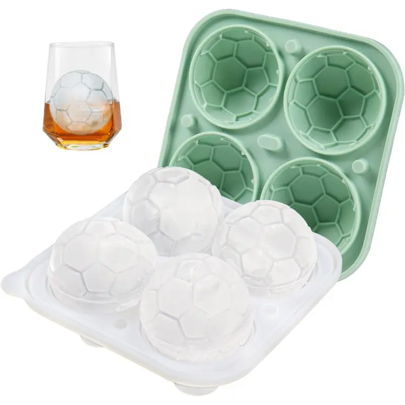 Football Ice Cube Mold with Transparent Funnel Lid