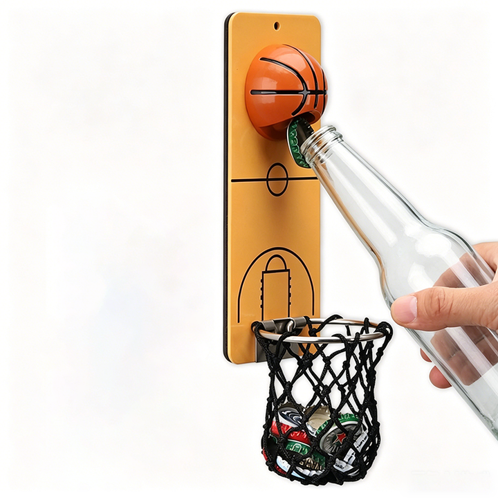Wall-Mounted Basketball-Style Beer Bottle Opener