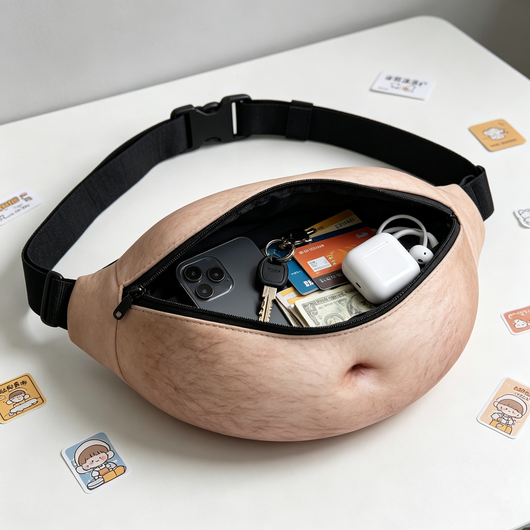 Realistic Fake Beer Belly Waist Bag