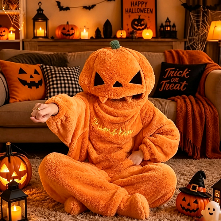 Fun Fleece-Lined Pumpkin Onesie