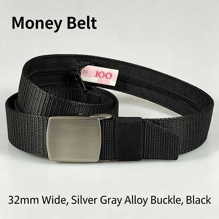 Woven Belt with Hidden Money Zipper