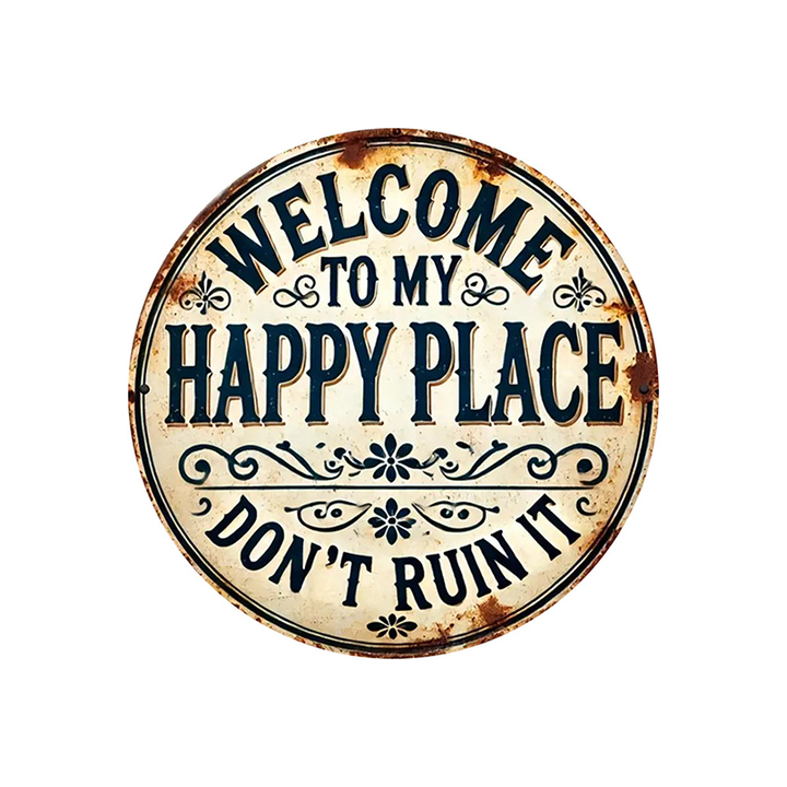 “Welcome to My Happy Place” Metal Wall Decor