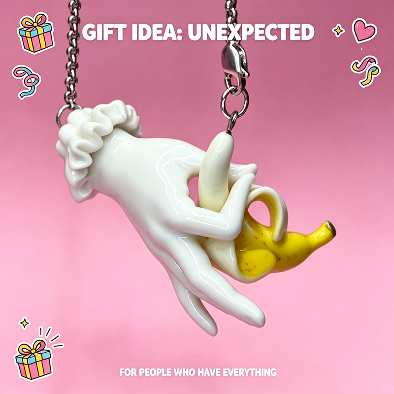 Quirky Hand-Sculpted Banana Pendant Necklace