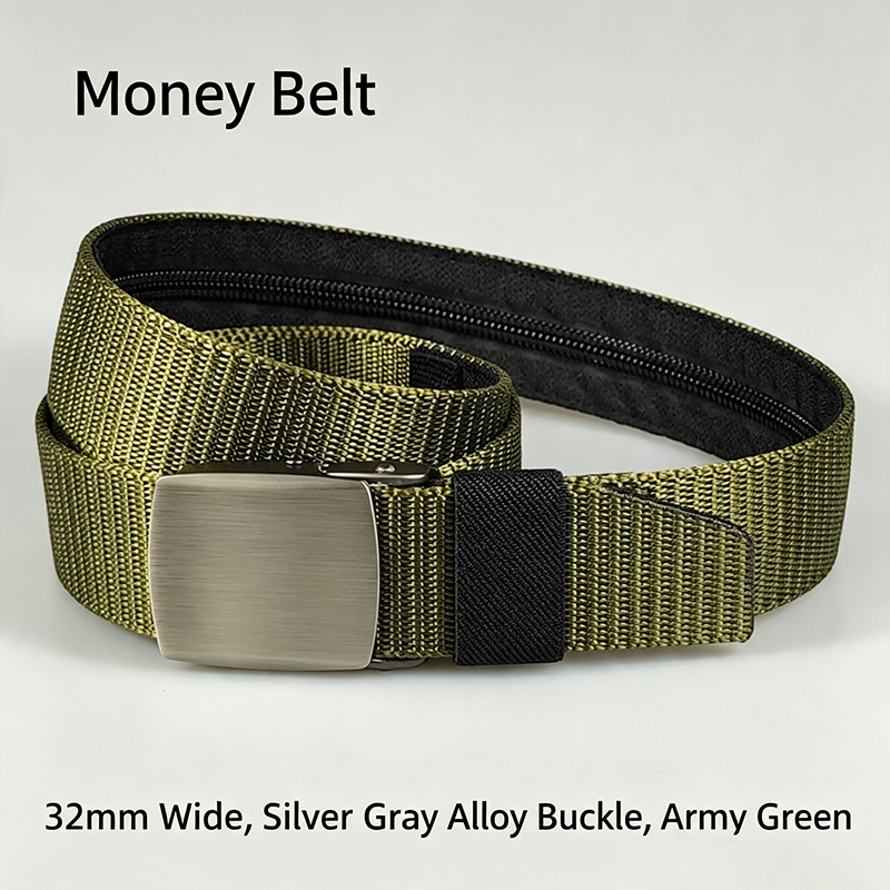 Woven Belt with Hidden Money Zipper