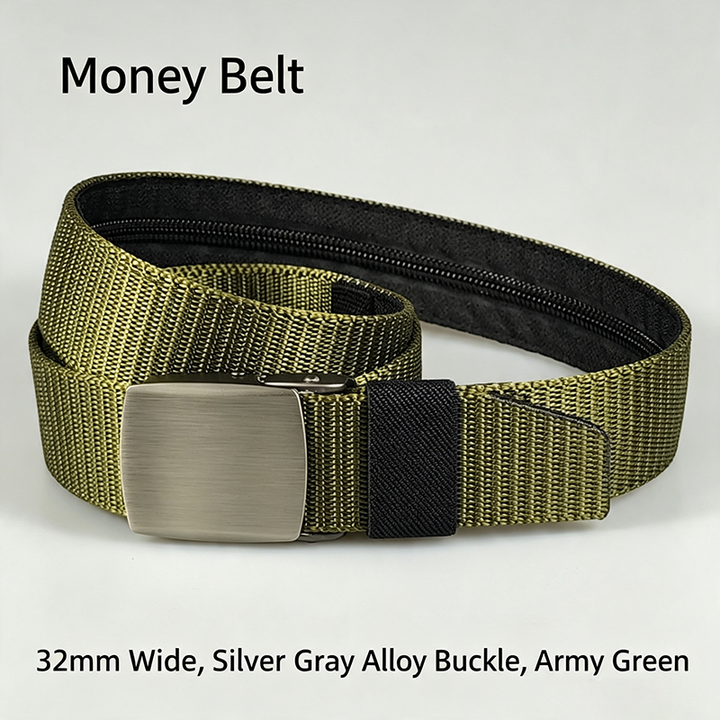 Woven Belt with Hidden Money Zipper