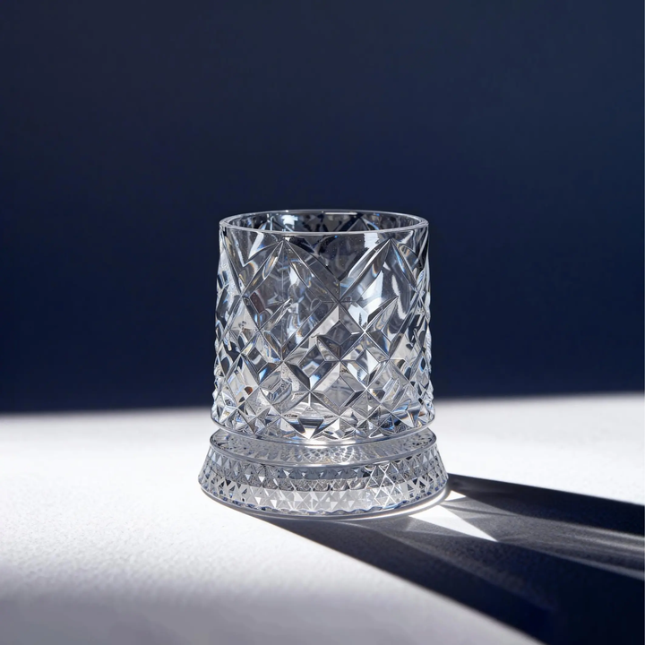 Luxury 360° Rotating Crystal Glass – Star-Cut Stress-Relieving Whiskey/Wine Glass