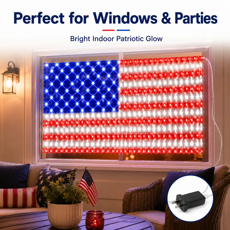 Solar-powered outdoor net lights