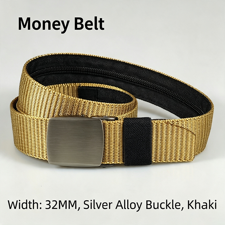 Woven Belt with Hidden Money Zipper