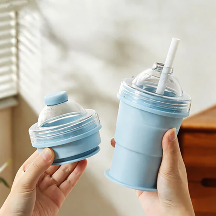 Collapsible Ice Maker Cup with Lid &amp; Straw