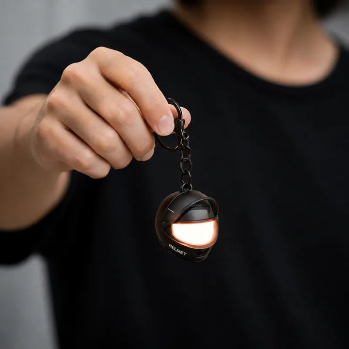 Mini Light-Up Motorcycle Helmet Keychain