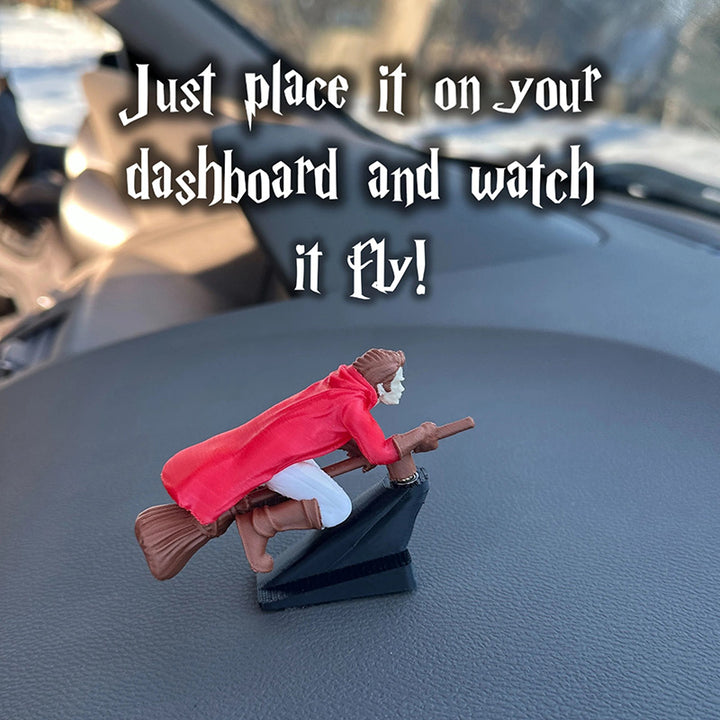 Funny Witch Flying Pose Car Dashboard Figurine