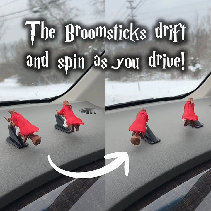 Funny Witch Flying Pose Car Dashboard Figurine