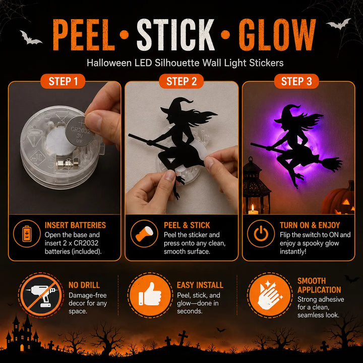 3D LED Halloween wall sticker
