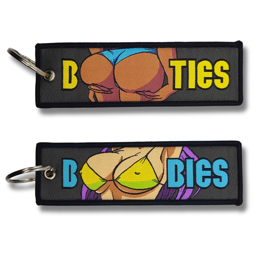 Double-sided Embroidered Cartoon Ribbon Keychain