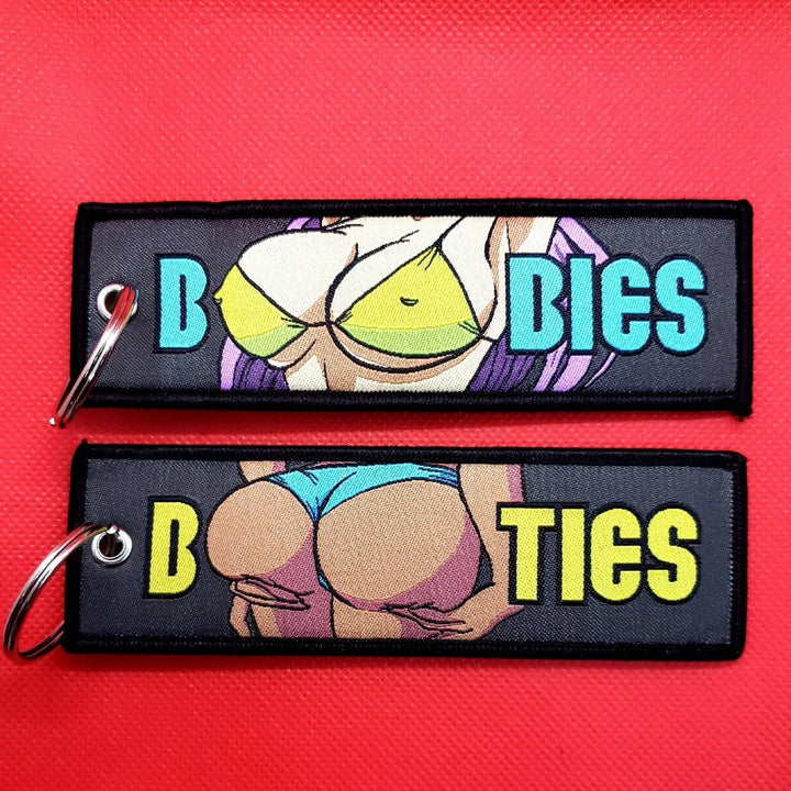 Double-sided Embroidered Cartoon Ribbon Keychain