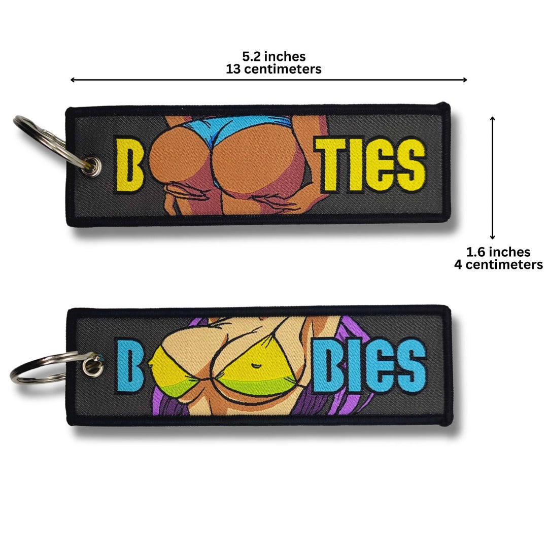 Double-sided Embroidered Cartoon Ribbon Keychain