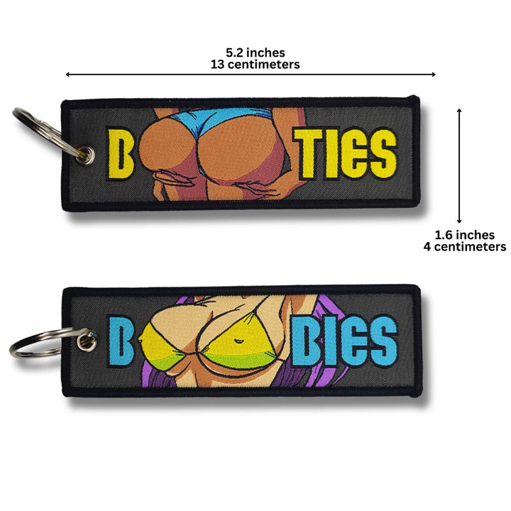 Double-sided Embroidered Cartoon Ribbon Keychain