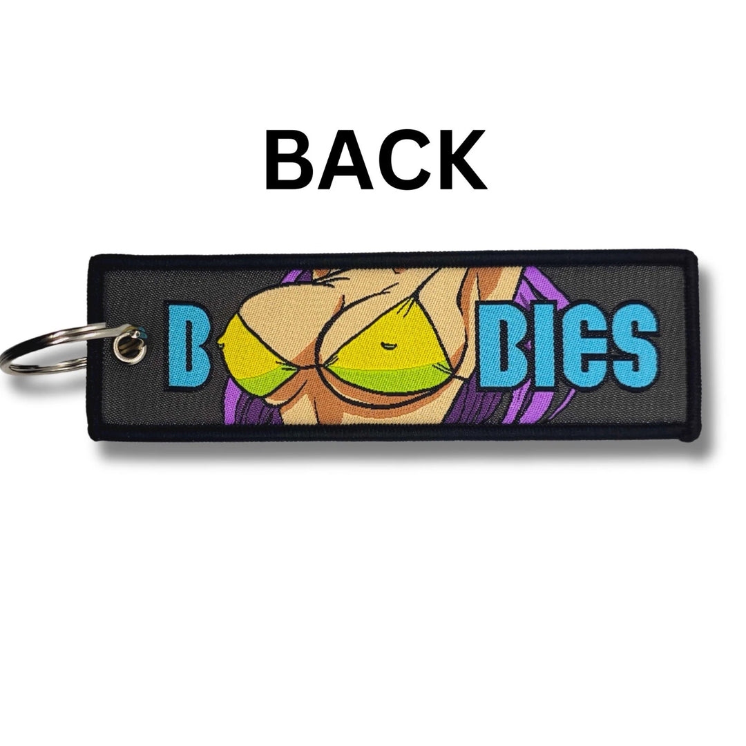 Double-sided Embroidered Cartoon Ribbon Keychain