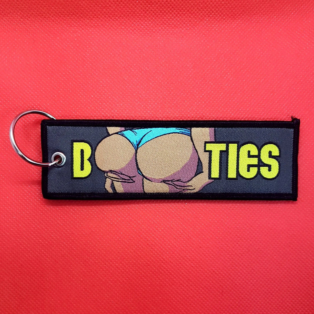 Double-sided Embroidered Cartoon Ribbon Keychain
