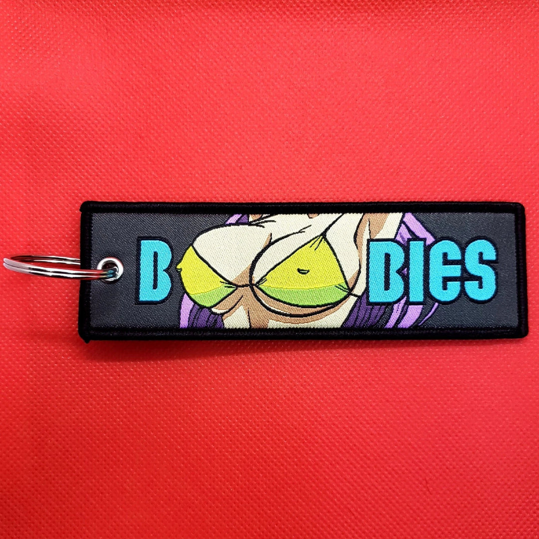 Double-sided Embroidered Cartoon Ribbon Keychain