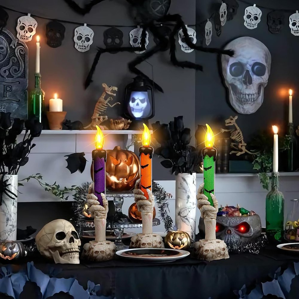Halloween Skeleton Hand Candle Holder Lamp
