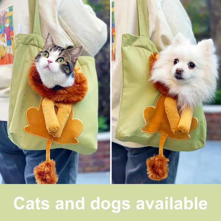 Lion-shaped cat carrier bag