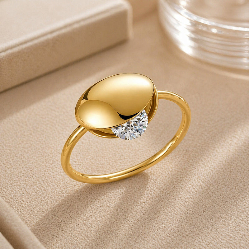 Gold Diamond Shell Ring